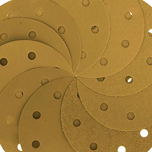 Dura-Gold 5" Gold Sanding Disc Grit Assortment, 9 Hole Pattern, 5 Discs Ea - size: Variety Pack