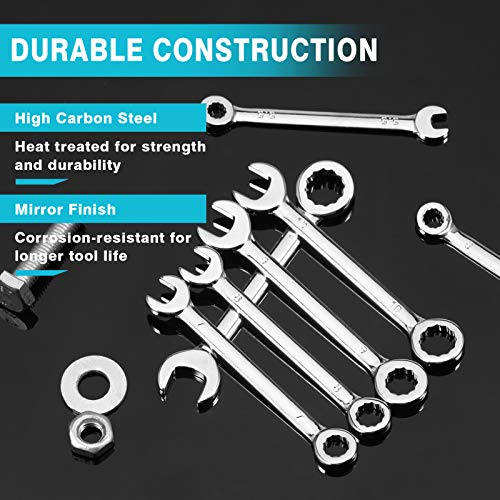 SPEEDWOX 10 Pcs Mini Combination Wrench Set, 4-11mm Open and Box End for Automotive, Industry, Electronics, Mechanic, Home, Hobby - High Carbon Steel - size: Metric