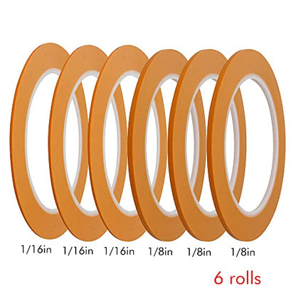 JINBING Pinstripe Masking Tape Fine Line Tape (1/16 in 1/8 inch x 3)