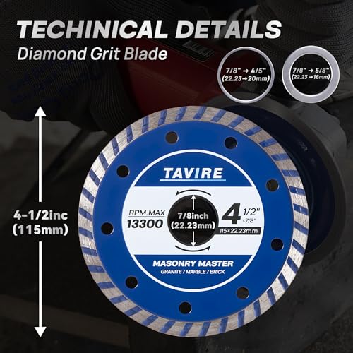 4-1/2 Inch Diamond Saw Blades for Angle Grinder, Tile Cutting Wheel 3Pcs - color: Silver Blue