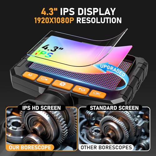 3.9mm Two-Way Articulating Borescope, Endoscope Camera with Light