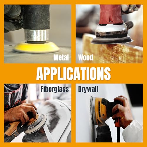 POWERTEC 200 PCS 150 Grit - 5 Inch 8 Hole Hook and Loop Sanding Discs, 5" Sanding Pads for Automotive, Drywall, Woodworking with Orbital Sander, Air, and DA Sander (44015G-50-P4) - size: 150 Grit, 200PK