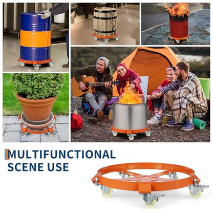55 Gallon Heavy Duty Drum Dolly, 1,250 Pound Capacity,Barrel Dolly Cart Drum Caddy with Cross Braces & Swivel Casters Wheel,Non Tipping Design,Barrel Cart with Brake for Warehouse Drum Handling