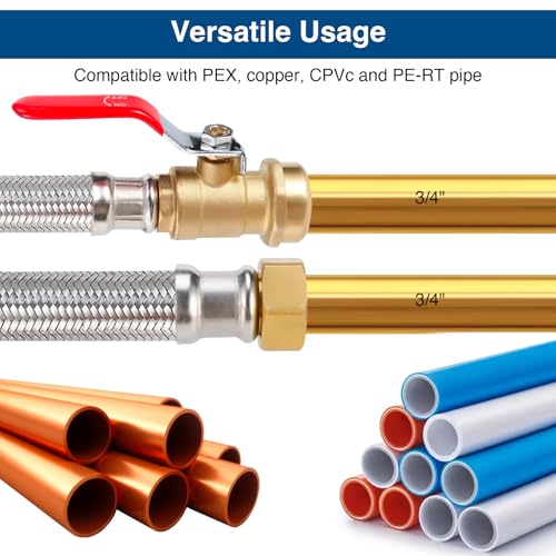 Heavy Duty 24" Braided Stainless Steel Hot Water Heater Hose – 3/4 Inch FIP x 3/4 Inch Ball Valve, Push-to-Connect Brass Fitting - size: stainless steel 3/4"Ball Valve x 3/4"FIP, 24"L