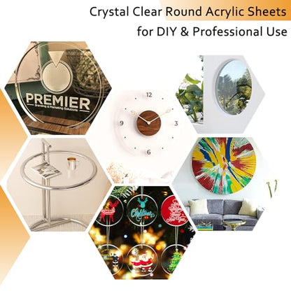 2 Pieces 1/8" Clear Circle Acrylic Sheet, 10 Inch Diameter Plexiglass Sheet, Round for Cake Discs, Plexiglass Table Top, Acrylic Backdrops and DIY Display Projects Craft - size: 10 Inch Diameter, 1/8" Thick