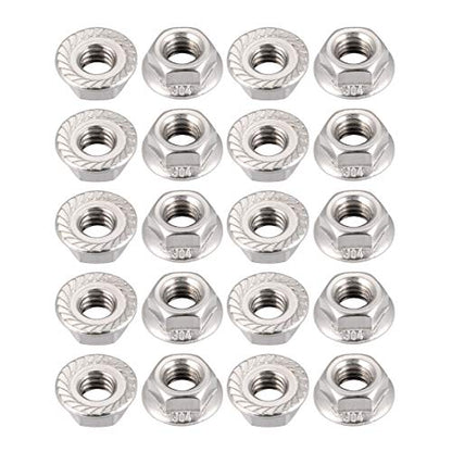 uxcell 5/16-18 Serrated Flange Hex Lock Nuts, 304 Stainless Steel, 10 Pcs