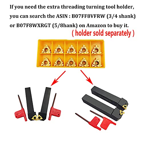 10PCS 16ER AG60 / 16IR AG60 CNC Lathe Indexable Threading Carbide Turning Insert Blade (16IR AG60) (Pack of 2) - size: 16IR AG60 (Pack of 2)