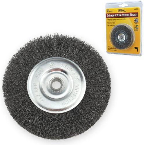 IVY Classic 39051 3-Inch x 1/2 - 3/8-Inch Arbor, Carbon Steel Crimped Wire Wheel Brush - 0.008-Inch Fine, 1/Card - size: 3" Crimped Fine