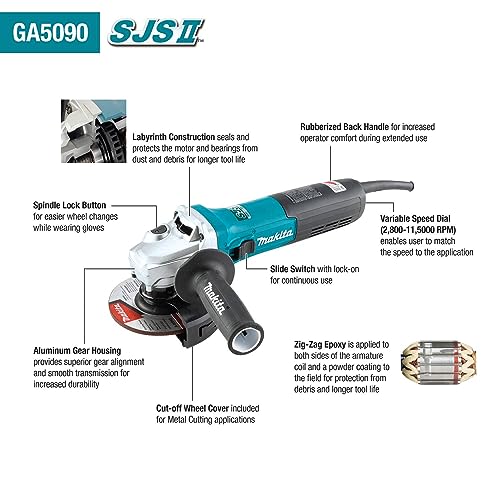 Makita GA5090 5" SJS™II High-Power Angle Grinder