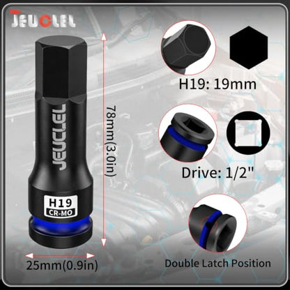 19mm Hex Impact Bit Socket, H19 1/2" Drive Allen Socket, Cr-Mo - size: 1PC | H19 19MM