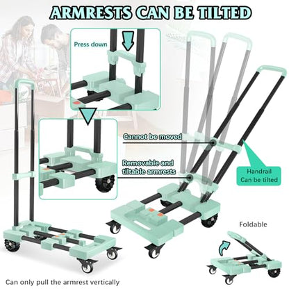Folding Hand Truck Dolly Cart 500lbs for Travel/Home Use - color: Green