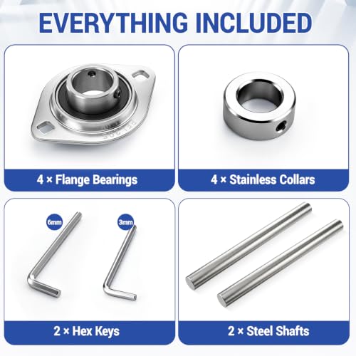 Hicarer 2 Sets Sbpfl205-16 Flange Bearing Kit 1 Inch Bore