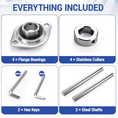 Hicarer 2 Sets Sbpfl205-16 Flange Bearing Kit 1 Inch Bore