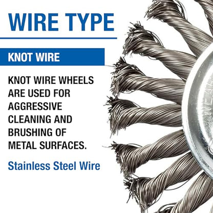 Mercer Industries 186510 - 4" x 1/2" x 5/8"-11 Knot Wire Wheel, .020 Carbon Steel Wire (with metric adapters) - color: .020 Carbon Steel (With Metric Adapters), size: 4" x 1/2" x 5/8"-11, style: Knot Wire Wheel