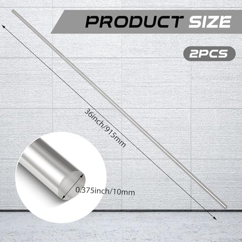 2 Pcs 304 Stainless Steel Rod 3/8''(10 mm) Diameter 36'' (915 mm) Length - size: 36'' (915 mm)