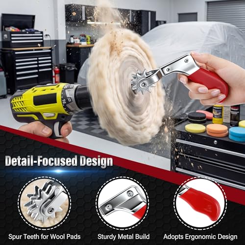 Dreyoo Buffing Pad Cleaning Tool, Metal Spur for Wool Polishing Pads