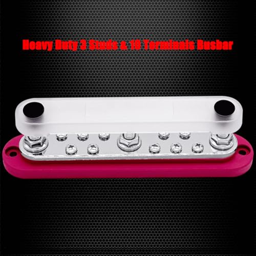 Ampper 3 x M8 Posts Power Distribution Block BusBar 10 M4 Screws, 7" Red - color: Red, size: 3M8+10M4