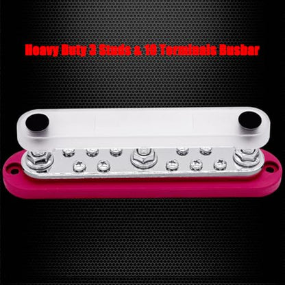 Ampper 3 x M8 Posts Power Distribution Block BusBar 10 M4 Screws, 7" Red - color: Red, size: 3M8+10M4