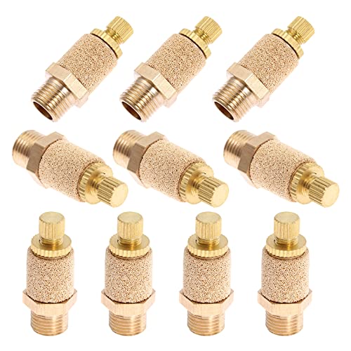 10PCS Pneumatic Exhaust Muffler,1/8" Adjustable Brass Flow Control Silencer - size: 1/8"