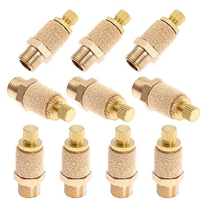 10PCS Pneumatic Exhaust Muffler,1/8" Adjustable Brass Flow Control Silencer - size: 1/8"