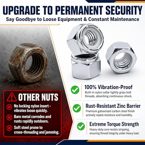 80 Pcs 5/16-18 Nylon Inserted Self Locking Nuts - size: 5/16x18