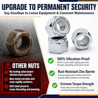 80 Pcs 5/16-18 Nylon Inserted Self Locking Nuts - size: 5/16x18