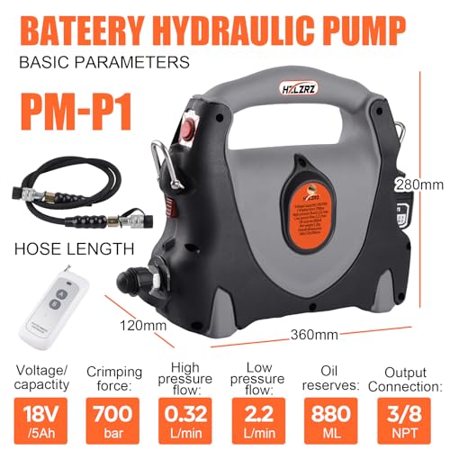 HZLZRZ Electric Hydraulic Pump Power Pack Unit 2 Stage Single Acting 110v/120v 10k psi for Punching, Bending, Pump Variety of Hydraulic Equipment (Battery-Powered) - style: PM-P1