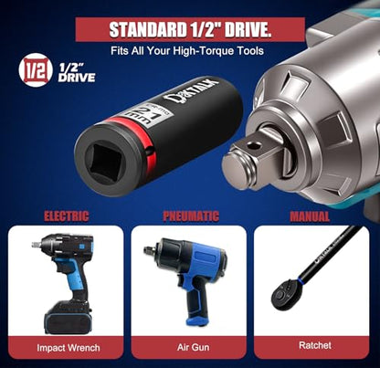 11PCS 1/2 Inch Drive Impact Deep Socket Set Metric 10-24mm, 6-Point, CR-MO - size: 11PCS Metric