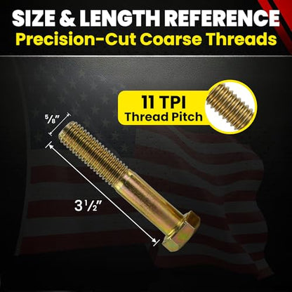 Chenango Supply 5/8-11 x 3-1/2" Grade 8 Hex Head Cap Screws - size: 5/8-11 x 3-1/2" Hex Bolt