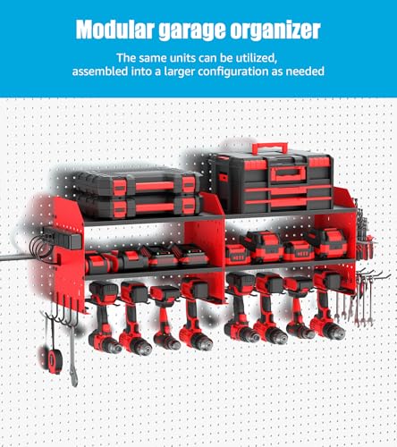 CCCEI Modular Power Tool Organizer Wall Mount with Charging, Red, 1 Pack - color: Red