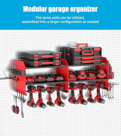 CCCEI Modular Power Tool Organizer Wall Mount with Charging, Red, 1 Pack - color: Red
