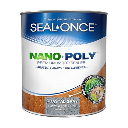 Seal-Once Nano+Poly Wood Sealer and Waterproofer, Coastal Gray, 1 Gallon - color: Coastal Gray, size: 1 Gallon