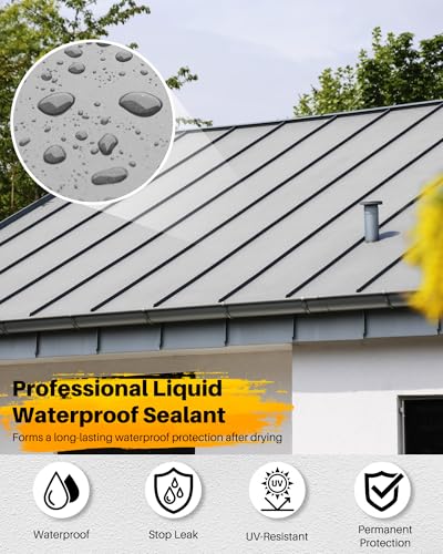 Polyurethane Waterproof Coating, Roof Leak Crack Repair, 1 Gallon, Grey