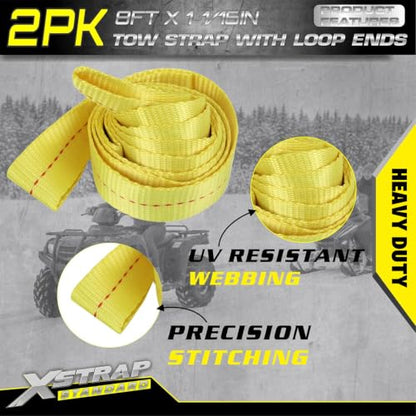 XSTRAP STANDARD 2PK 1-3/4''x 8FT Lifting Sling Web Tow Straps w/Loop End - style: 2pk 1-3/4''x 8FT