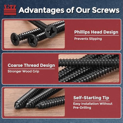 50pcs Phillips Wood Screws #10x1 304 Stainless Steel Black - color: Black, size: #10x1"