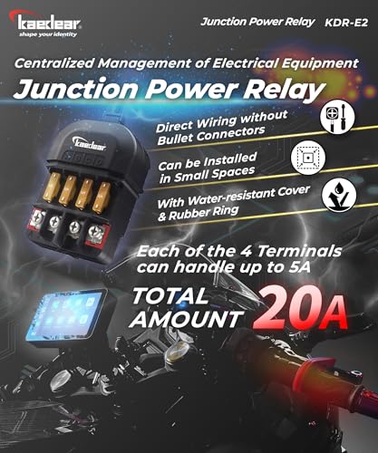 KAEDEAR DC12V 20A Waterproof 4-Way Motorcycle Power Relay Kit, KDR-E2