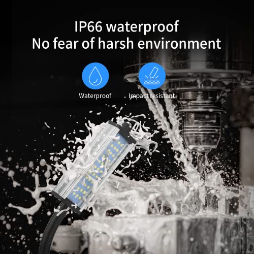 Flexible Work Light, Machine Light, Gooseneck Led Light IP66 Waterproof 800 Lumen 120 Volt 44Leds Screw Mounted Floodlights for Machine Tools Lathes and Workbenches - size: 800 lumens + Four-Hole Fixed Base + Two-Pin Plug