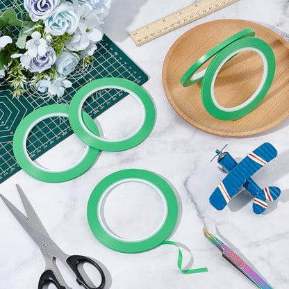 BENECREAT 5 Rolls 5 Styles Fine Line Tape, High-Temp PVC Fine Line Fineline Masking Tape, Automotive Paint for Curves Green, 1/13, 1/8, 5/32, 1/5, 1/4 Inch - color: Green