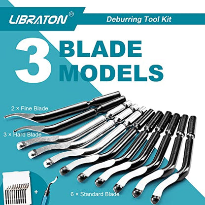 LIBRATON Deburring Tool with 11 High Speed Steel Blades, 360 Degree - style: 11Blades(Mixed 3 Types) A