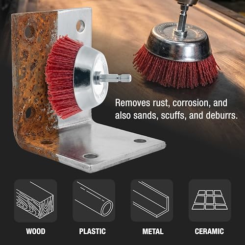 Dura-Gold 2.5" Abrasive Filament Nylon Bristle Cup Brush - 1/4" Hex Drill - size: 2.5-inch