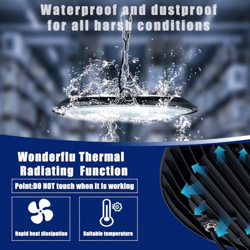 200W UFO LED High Bay Light for Workshop, 2-Pack