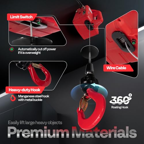 VIVOHOME 3in1 Electric Hoist Winch 1100lbs, 40ft Lifting Height for Towing - color: Ruby