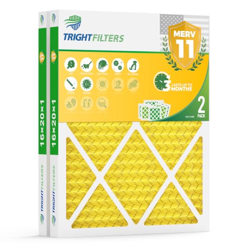 TRIGHTFILTERS 16x20x1 Air Filter MERV 11 HVAC Furnace Filter Pleated 2 Pack - size: 16x20x1