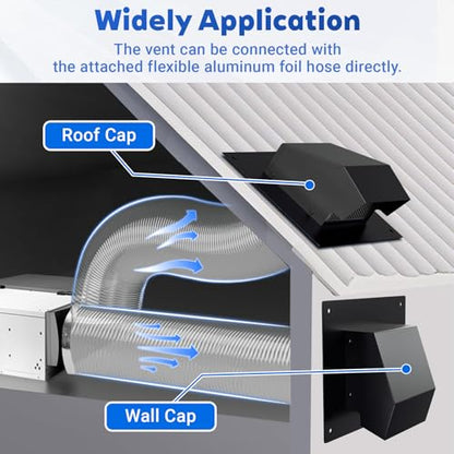 6 Inch Roof Vent Cap Kit with Damper, Stainless Steel