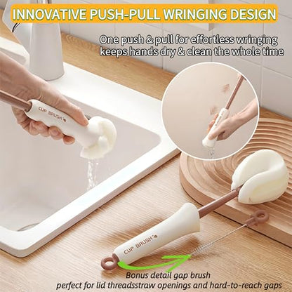 2-Pack 2-in-1 Cup Cleaning Brushes with Sponge Head and Straw Brush