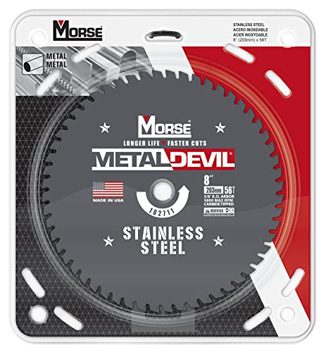 Morse Metal Devil CSM856FSSC, Circular Saw Blade, Carbide Tipped, Stainless Steel Cutting, 8 inch, 1 Pack
