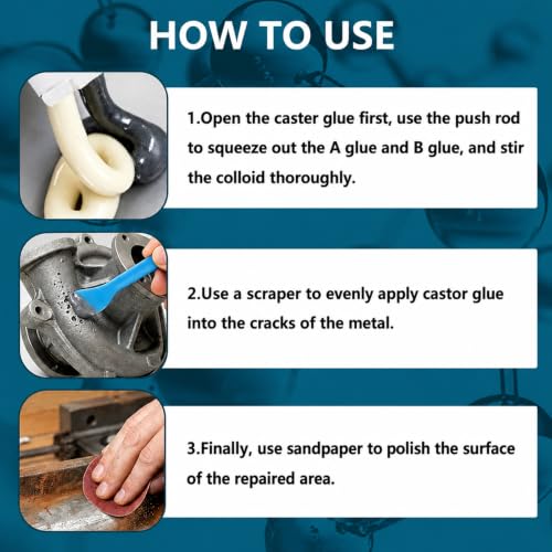 Strong Foundry Glue for Metal | Casting Repair Glue for Cracks, Holes, Defects & Daily Metal Repairs | High Temperature Resistant Liquid Welding Filler, 2PCS 85ml