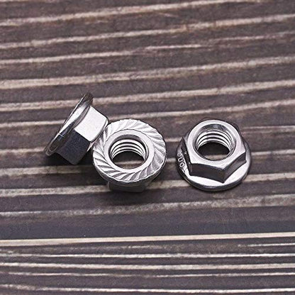 5/16"-18 Serrated Flange Hex Lock Nuts Hexagon Nuts, 304 Stainless Steel 18-8, Full Thread, Coarse Thread UNC, Pack of 10 - size: 5/16"-18