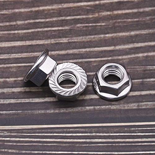1/2"-13 Serrated Flange Hex Lock Nuts Hexagon Nuts, 304 Stainless Steel 18-8, Full Thread, Coarse Thread UNC, Pack of 10 - size: 1/2"-13