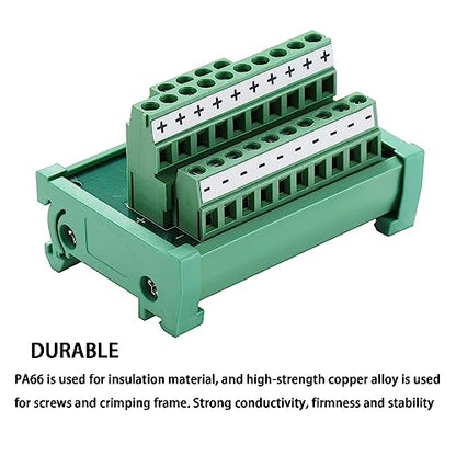 2 in 10 Out 25A DIN Rail Terminal Blocks Distribution Breakout - style: 2 IN 10 OUT